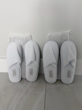 2 New Pairs Frette 1860 Velour Slippers Exclusively Designed for the St Regis OS